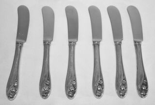 Vintage GORHAM STERLING SILVER 6 - Piece Butter Knife Set LILY OF THE VALLEY 1950 2