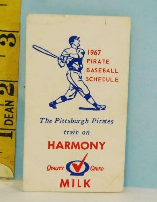 1967 Pittsburgh Pirates Baseball Schedule Harmony Milk