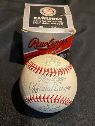 Vintage Rawlings Official League Baseball With Box Horsehide Cover