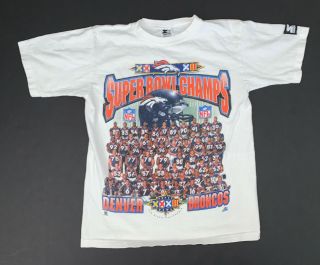Kids Vintage 90’s Denver Broncos Bowl Champions T - Shirt Size Youth L