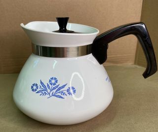 Vintage Corning Ware Blue Cornflower Coffee Tea Pot With Lid 6 Cup Corningware