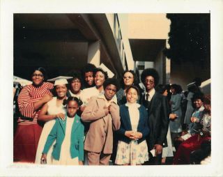 Proud Of Their Graduate - Big Family Men Women Black African American Vtg Photo