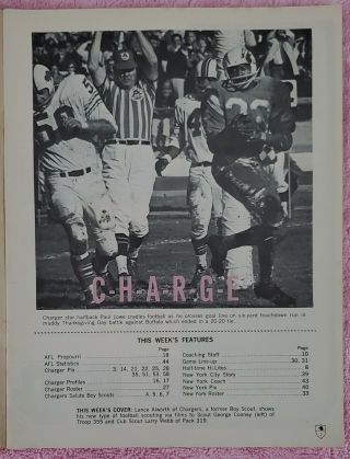 1965 AFL Football Program San Diego Chargers vs York Jets at Balboa Stadium 2