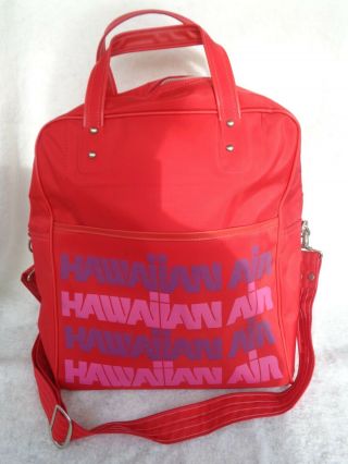 Vintage Red Hawaiian Air Travel Shoulder Luggage Carry - On Bag - 7 " X 12 " X 14 "
