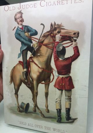 Ca.  1880’s Or 1890’s Old Judge Cigarettes Color Lithograph Polo Horse Advertising