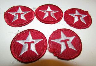 5 Vintage Texaco Driver Gas Fuel Motor Oil Uniform Patch Sign Red Circle T Star