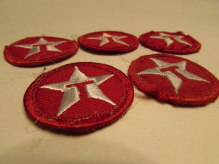 5 VINTAGE TEXACO DRIVER GAS FUEL MOTOR OIL UNIFORM PATCH SIGN RED CIRCLE T STAR 2