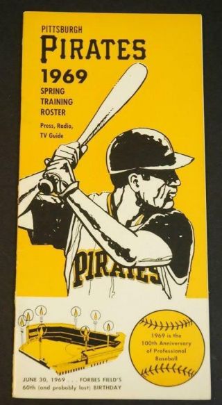 1969 Pittsburgh Pirates Baseball Spring Training Roster Press Guide Forbes Field