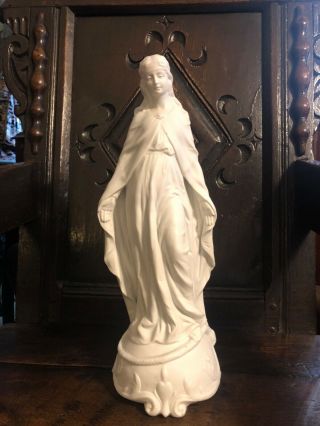 Antique Parian Statue Roman Catholic Virgin Mary Madonna Holy Relic Our Lady 14”