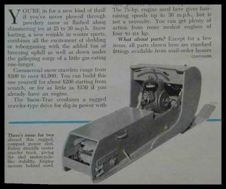 Vintage Snowmobile " Sno - Trac " 1963 How - To Build Plans