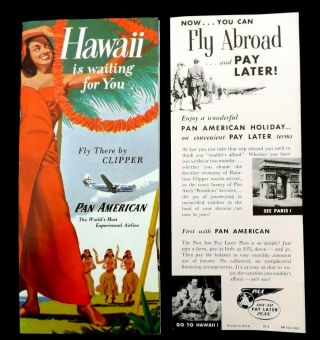 Vintage 1954 Hawaii Pan American Airlines Brochure Paa Clipper,  Flyer