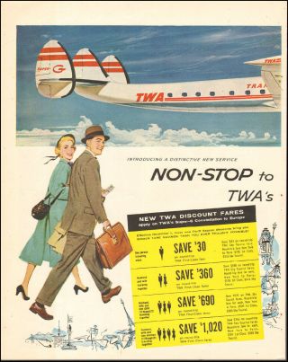 1955 Vintage Ad For Trans World Airlines Art Airplane 2 - Pg 081517