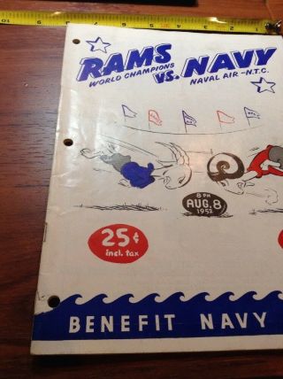 1952 Los Angeles Rams World Champions vs Navy Football Program Benefit Relief 2