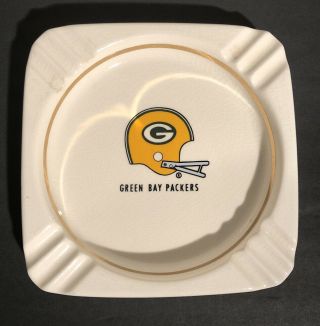 Vintage 60s 70s Green Bay Packers Nfl Football Ashtray Lewis Bros Ceramics 7.  75 "