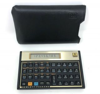 Vintage Hewlett Packard Hp 12c Financial Calculator With Case Sleeve Cover Euc