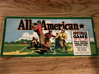 Vintage 1935 All - American Football Game Board Game Copyright 1935 Rare Item