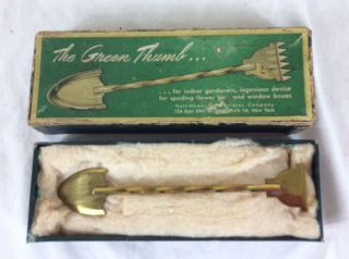 Vintage The Green Thumb Mini Rake / Spade / Shovel Solid Brass Indoor Gardening