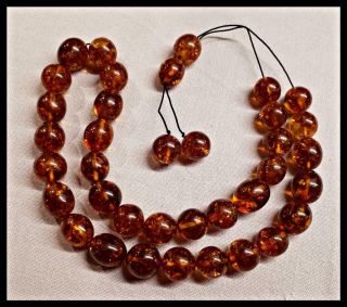 Antique Natural Cognac Baltic Amber 33,  4 Worry Prayer Beads 58gr