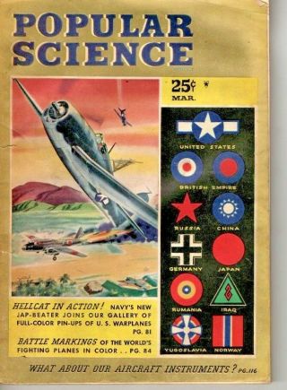 Vintage - Popular Science - March 1944 - Hellcat In Action - Pin - Up - Vg