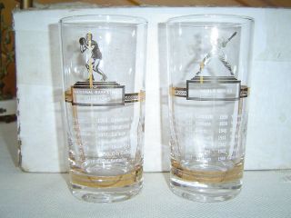 Set Of 8 Sport Kings Drinking Glasses - 1951 - Gold Trim - Vgc - Attic Find