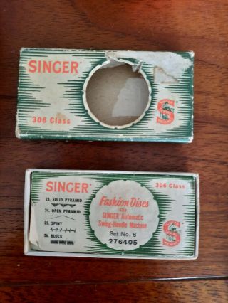 Vintage Singer Fashion Discs For Swing Needle Machine 5 Discs Set No 6 306 Class