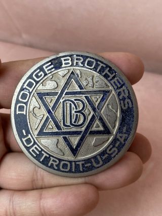 1920s Antique Dodge Brothers Round Radiator Badge Emblem Hood Ornament