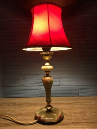 Vintage Antique Onyx Table Lamp Turn Of Century Style Design Bedside Night Light