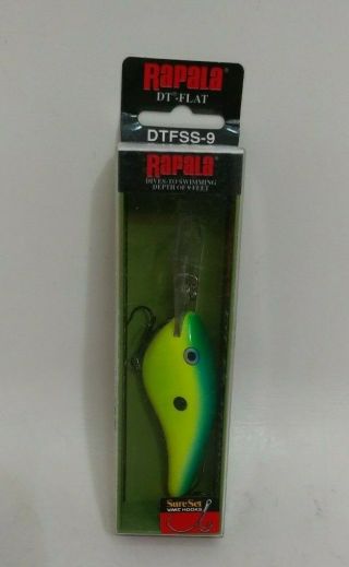Rapala Dt - Flat 9 Crankbait Fishing Lure - Green Florescent Chartreuse