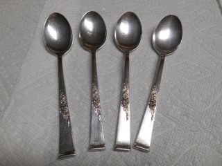 Pretty Set Of 4 Reed & Barton Classic Rose Pattern Sterling Silver 6 " Teaspoons