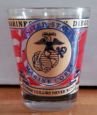 Vintage Shot Glass Usmc United States Marine Corps