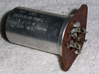 Vintage Elna Electrolytic Four Section Can Capacitor,  20 Uf @ 450 Vdc X4