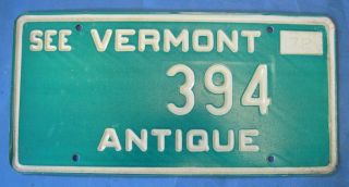 1972 Vermont Antique Car License Plate With A Low Number