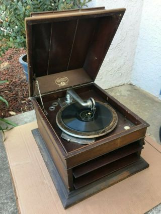 Antique Columbia Grafonola Wind Up Crank Phonograph From Heywoods Wigan England