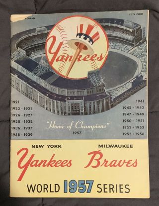 1957 York Yankees Vs Milwaukee Braves World Series Program Game 2