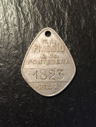 Vintage S.  A.  Piaggio & Co.  Pontedera Italy Scooter I.  D.  Tag Ww2 Era