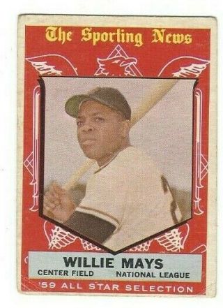 1959 Topps 563 Willie Mays - All Star - Vintage Lower Grade