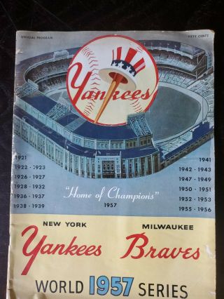 1957 York Yankees Vs Milwaukee Braves World Series Program