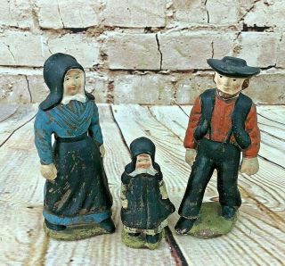 Vtg Amish Primitive Paper Mache Figurines Made In Japan
