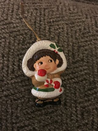 Vintage Christmas Ornament Alaska Eskimo Girl Ceramic “tisha” Morgan Inc.  Tree
