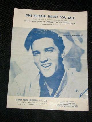 Vintage 1963 Sheet Music Elvis Presley " One Broken Heart "