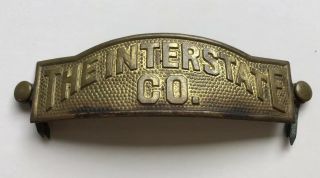 Antique The Interestate Company Brass Railroad Conductor Hat Badge Emblem