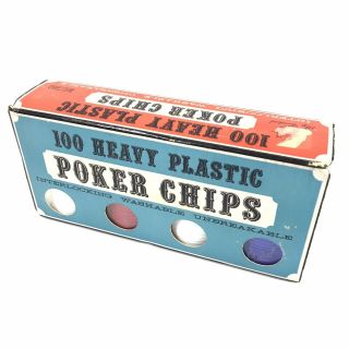 Vintage 100 Heavy Plastic Poker Chips Crisloid Plastics Inc P.  C - 206 Made In Usa