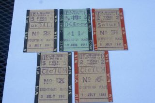 Old Vintage 1941 Horse Racing Betting Tickets Totes Delaware Park