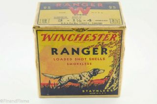 Vintage Winchester Ranger 12 Gauge 1 Piece Antique Shotgun Shell Box Gh778