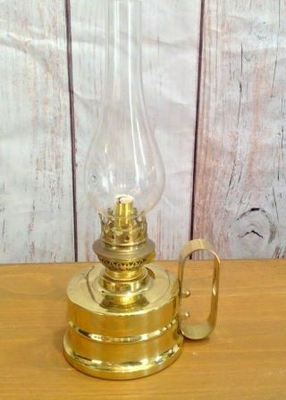 Brass Oil Paraffin Handle Lamp 11 " Tall Vale Wales Uk Cymru Rustic Cabin