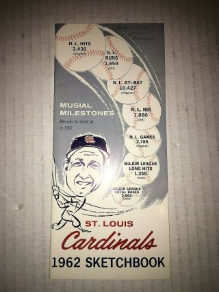1962 St Louis Cardinals Roster Stan Musial Mlb Baseball Schedule Sked Sketchbook