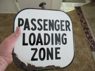 Vintage Double Sided Porcelain Passenger Loading Zone Sign