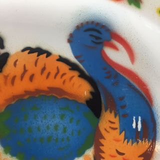Vintage Porcelain Enamel Thanksgiving Turkey Serving Platter Tray 2