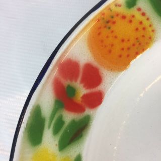 Vintage Porcelain Enamel Thanksgiving Turkey Serving Platter Tray 3