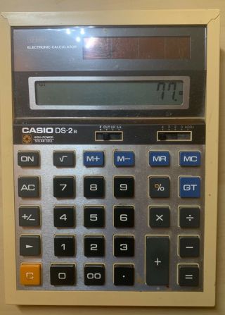 Vintage Bulky Casio Ds - 2b High Power Solar Cell Calculator Japan Electronic Work